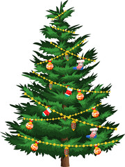 Colorfully decorated Christmas trees png