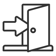 Exit through an open door - icon, illustration on white background, outline style