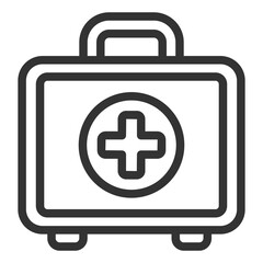 Obraz premium Suitcase with medicines - icon, illustration on white background, outline style