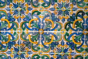 Handmade Turkish tiles of Topkapi Palace from the 16th century in Istanbul, Turkey.