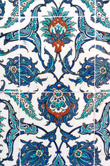 Unique Handmade Iznik tiles of Topkapi Palace in Istanbul, Turkey.