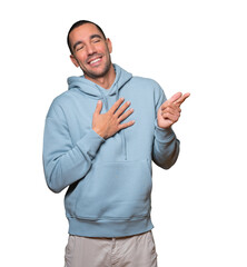 Naughty young man laughing at you
