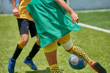 Latino youth playing soccer on a synthetic field © oaxe