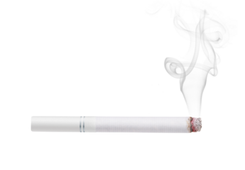 Smoking cigarette with white filter isolated