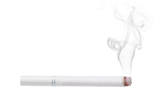 Smoking cigarette with white filter isolated