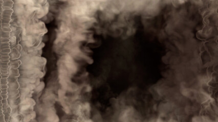 Side content frame of thick white smoke, isolated - abstract 3D rendering