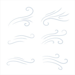 Wind. Air flow. Blue wavy line. Breeze and weather icon. Flat illustration isolated on white background