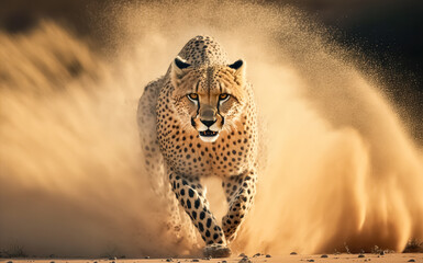Cheetah running, South Africa
 - obrazy, fototapety, plakaty