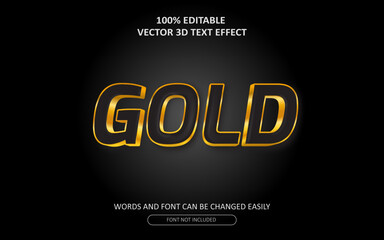 Editable 3D text effect, golden text style
