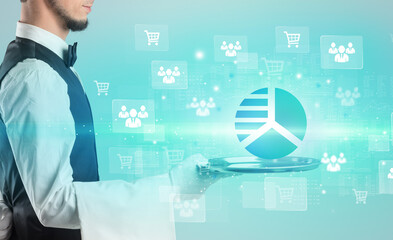 Waiter serving business idea concept