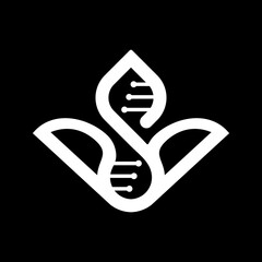 S logo vector design, flower, dna abstract art in black and white colors