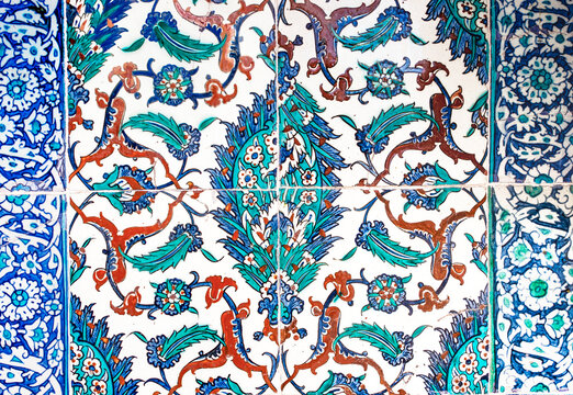 Unique Handmade tiles of Topkapi Palace in Istanbul, Turkey.
