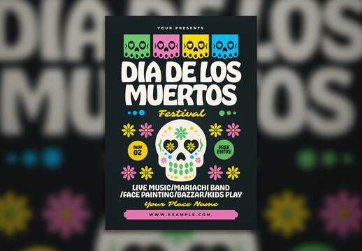 Black Dia De Los Muertos Festival Flyer