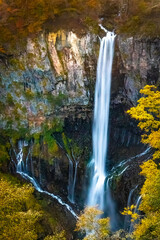 Scenic view of Kegon Falls at fall in Nikko Japan