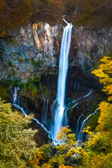 Fototapeta na wymiar Scenic view of Kegon Falls at fall in Nikko Japan
