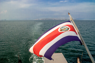 Costa Rican Flag Hangs Off Ferry