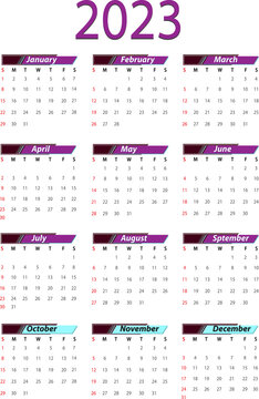 New year annual Calendar 2023 png image