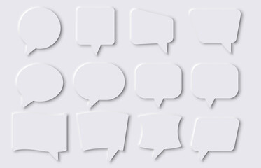 Set of speech bubble shaped. Neumorphic UI Design Elements. Vector illustration.
