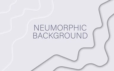Neumorphic pattern with wavy layers. Abstract paper 3d design template.Vector illustration.