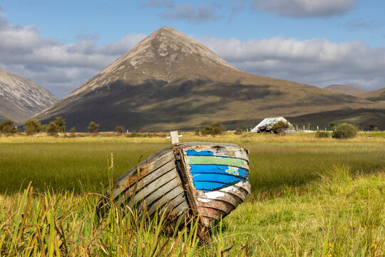 stranded boat on Strathaird, a peninsula on the isle of Skye