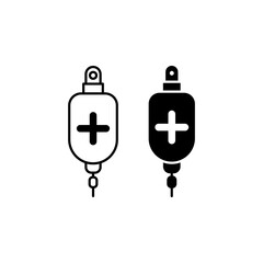 blood bag icon in trendy flat style, iv bag icon, infuse bag icon on white background