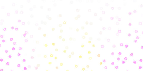 Light pink, yellow vector doodle pattern with flowers.