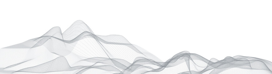 Abstract gray and white futuristic 3D map. 3D space landscape background. Vector grid.	