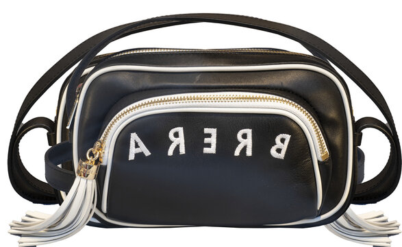 Brera, black leather shoulder bag by F.lli Rossetti.Milan - Italy