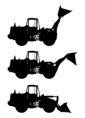 set of bulldozer silhouette - vector illustration, building mechine  © KR Studio