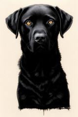 Fototapeta na wymiar Black dog portrait, Labrador Retriever, illustration, generative ai