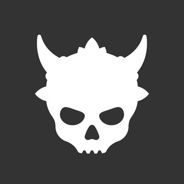 Demon skull icon logo design element with horns