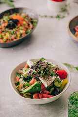healthy salad with vegetables and cheese