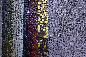 Detail of beautiful old collapsing abstract ceramic mosaic. Venetian mosaic as decorative...