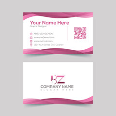 Fototapeta premium Wavy pink gradient business card template 
