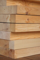 Wooden blocks are stacked, smooth wooden blocks.
