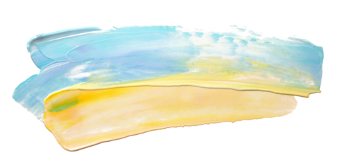 Png transparent Abstract oil and acrylic smear blot painting. Blue, yellow Color long horizontal texture background.