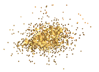 Abstract gold glitterconfetti dot. Isolated on Png tranparent background.