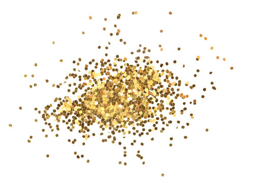 Abstract gold glitterconfetti dot. Isolated on Png tranparent background.