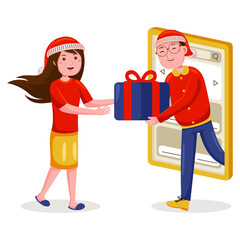 Christmas Online Shopping Vector Illustration