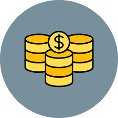 Coins Multicolor Circle Filled Line Icon