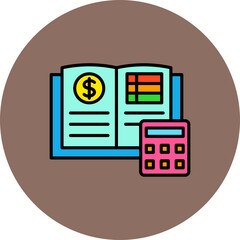 Accounting Book Multicolor Circle Filled Line Icon