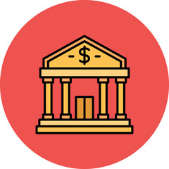 Bank Multicolor Circle Filled Line Icon