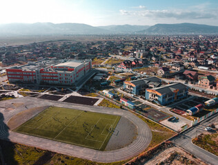 Football field in one of the districts of Kaspiysk, Dagestan
