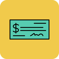 Cheque Multicolor Round Corner Filled Line Icon