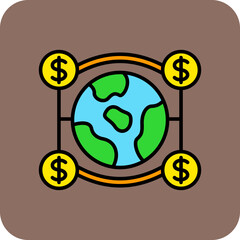World Financial Multicolor Round Corner Filled Line Icon