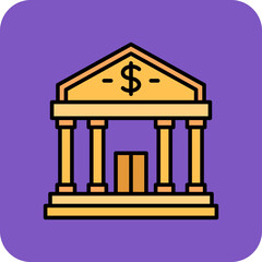 Bank Multicolor Round Corner Filled Line Icon