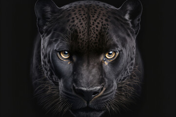 Close up on a  black panther eyes on black - obrazy, fototapety, plakaty