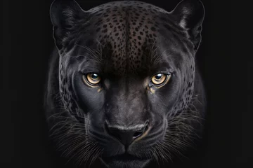 Foto op Plexiglas Close up on a  black panther eyes on black © erika8213