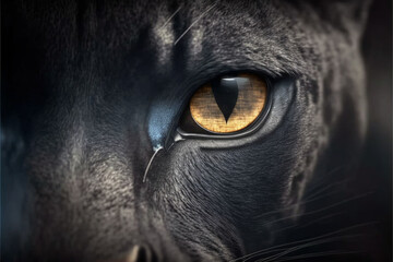 Close up on a  black panther eyes on black