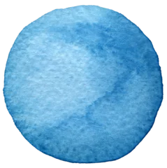 Outdoor-Kissen Blue  Watercolor circle flow blot. Painting colors. Abstract texture stain isolated on Png tranparent background. © Liliia